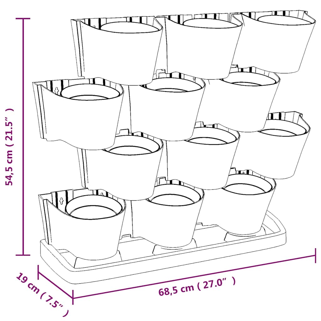 Set per Piante Giardino Verticale 12 pz Antracite Polipropilene