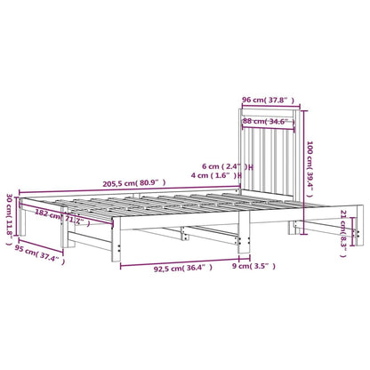 Dormeuse Estraibile Nera 2x(90x200) cm Legno Massello di Pino