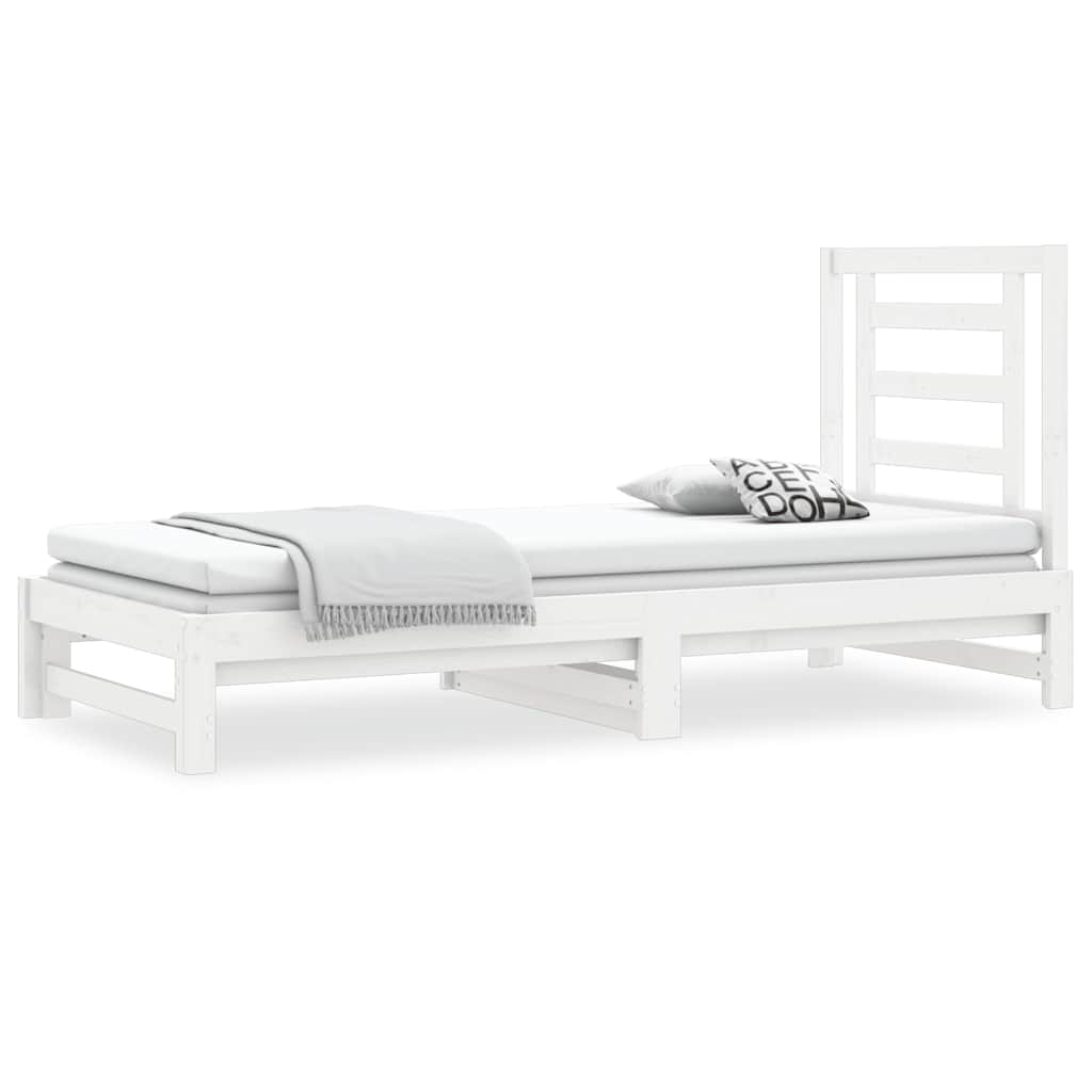 Dormeuse Estraibile Bianca 2x(90x200) cm Legno Massello di Pino | homemem39