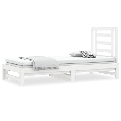 Dormeuse Estraibile Bianca 2x(90x200) cm Legno Massello di Pino | homemem39