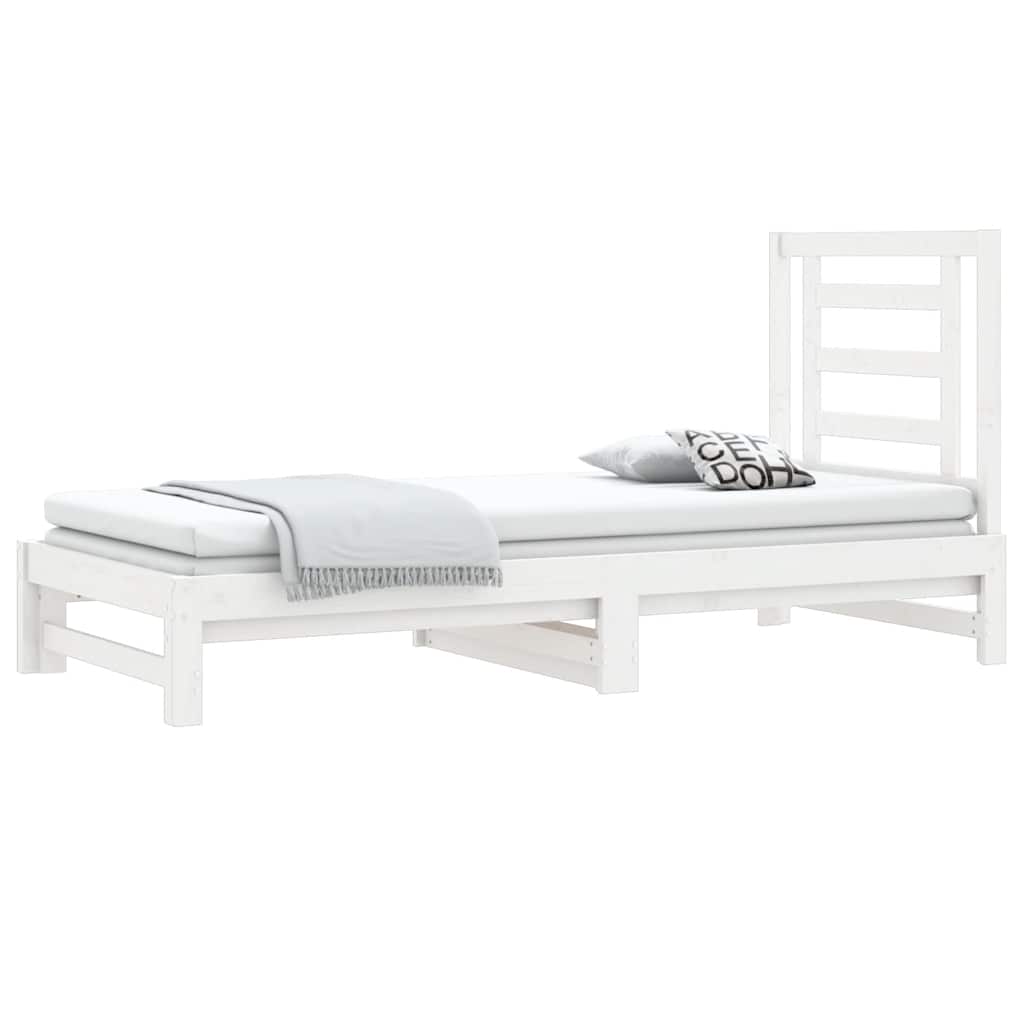 Dormeuse Estraibile Bianca 2x(90x200) cm Legno Massello di Pino | homemem39