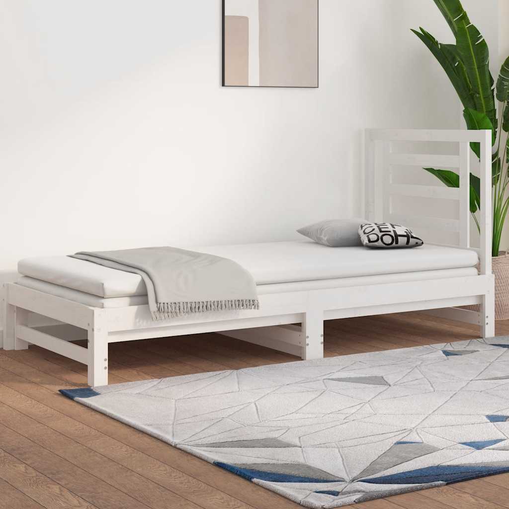 Dormeuse Estraibile Bianca 2x(90x200) cm Legno Massello di Pino | homemem39
