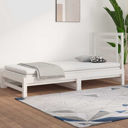 Dormeuse Estraibile Bianca 2x(90x200) cm Legno Massello di Pino | homemem39