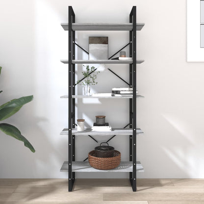 Libreria 5 Ripiani Grigio Sonoma 80x30x175 cm Legno Multistrato | homemem39