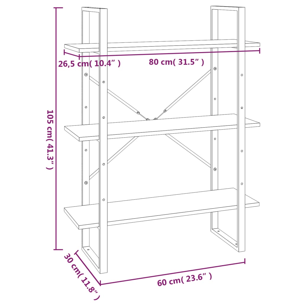 Libreria 5 Ripiani Grigio Sonoma 80x30x175 cm Legno Multistrato | homemem39