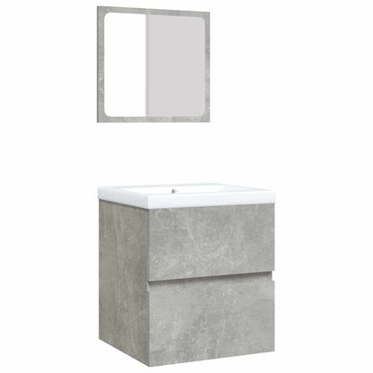 Mobile da Bagno con Lavabo e Specchio Grigio Cemento