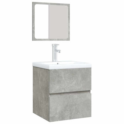 Mobile da Bagno con Lavabo e Specchio Grigio Cemento