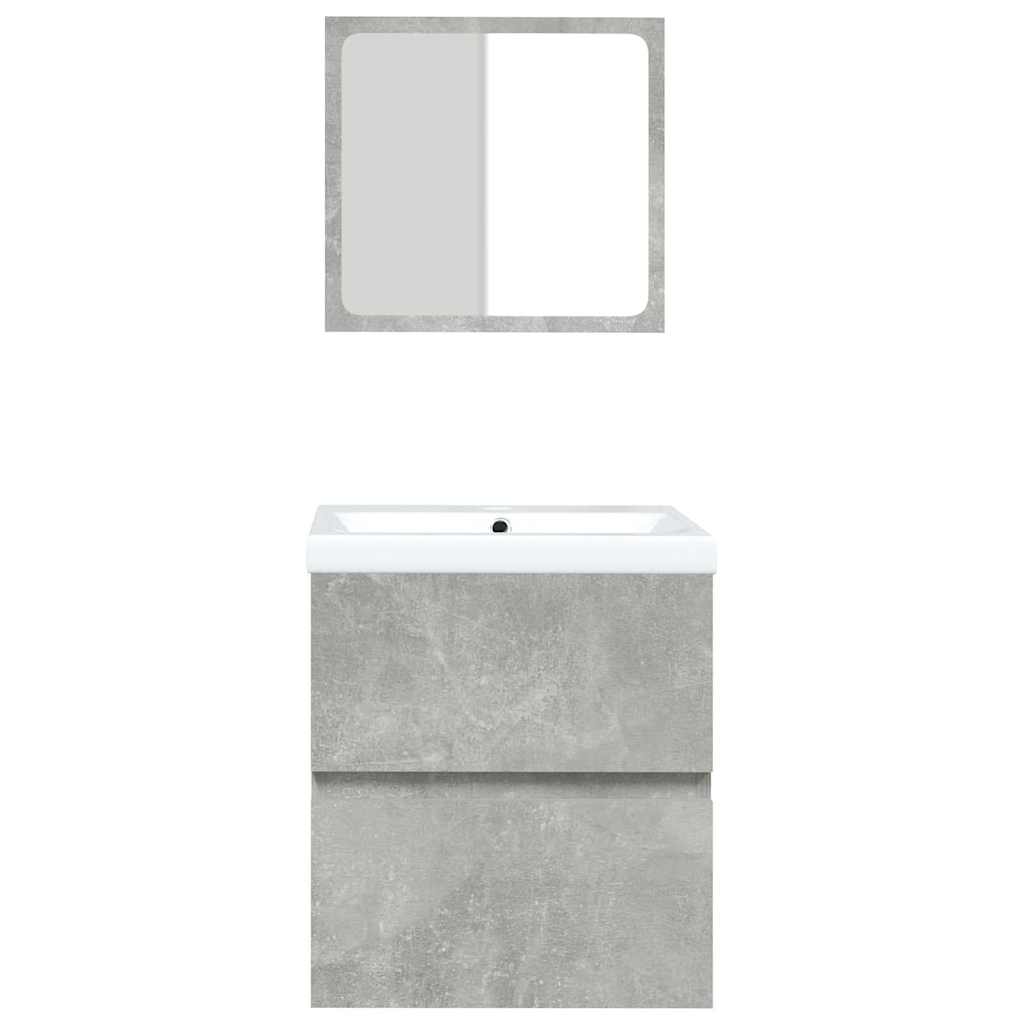 Mobile da Bagno con Lavabo e Specchio Grigio Cemento