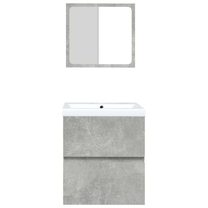 Mobile da Bagno con Lavabo e Specchio Grigio Cemento