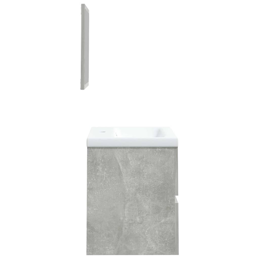 Mobile da Bagno con Lavabo e Specchio Grigio Cemento