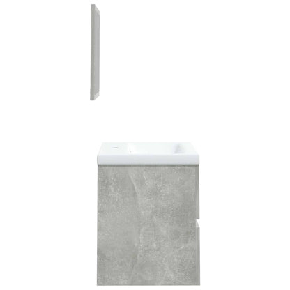 Mobile da Bagno con Lavabo e Specchio Grigio Cemento