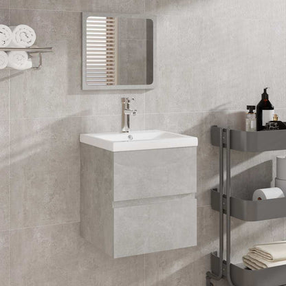 Mobile da Bagno con Lavabo e Specchio Grigio Cemento