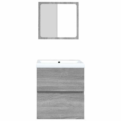 Mobile da Bagno con Lavabo e Specchio Grigio Sonoma