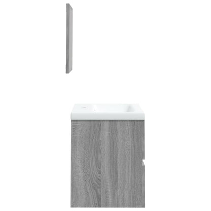 Mobile da Bagno con Lavabo e Specchio Grigio Sonoma