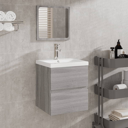 Mobile da Bagno con Lavabo e Specchio Grigio Sonoma | homemem39
