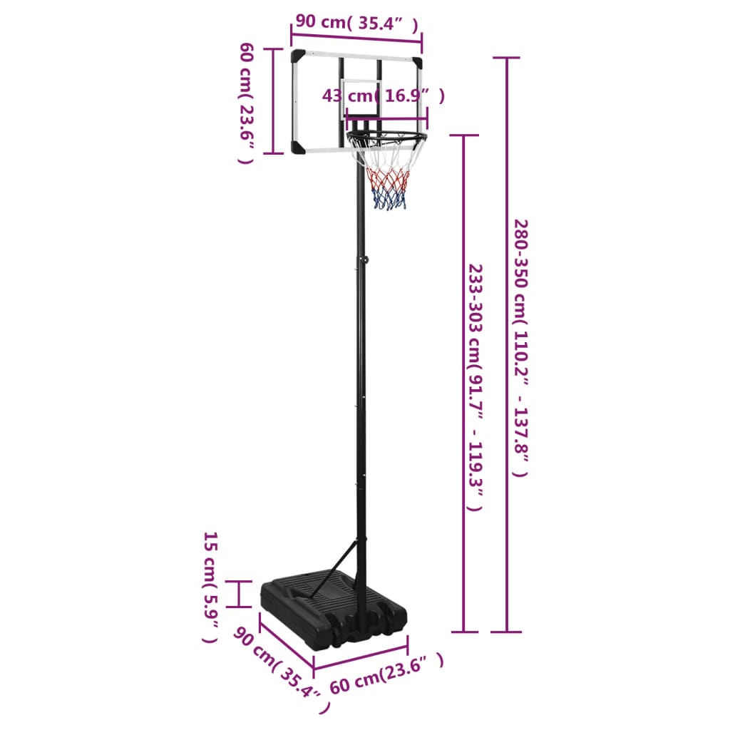 Supporto per Pallacanestro Trasparente 280-350 cm Policarbonato - homemem39