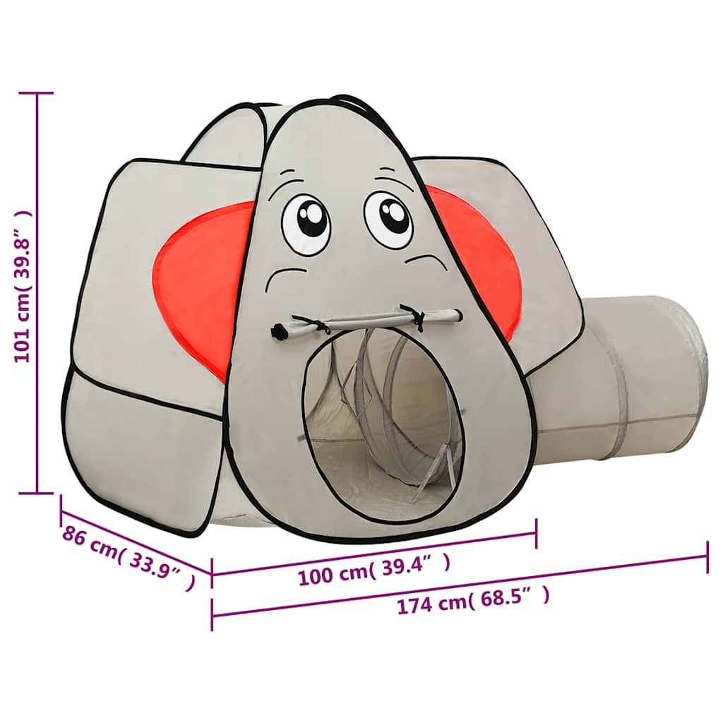 Tenda da Gioco per Bambini Elefante Grigio 174x86x101 cm - homemem39
