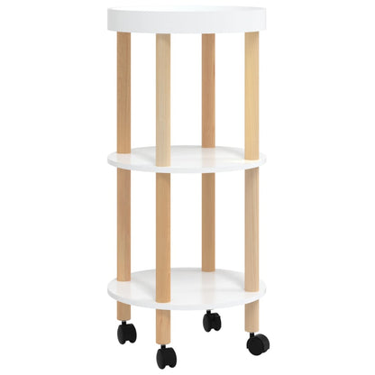 Carrello 3 Ripiani Bianco 38x38x82 cm Legno Multistrato e Pino
