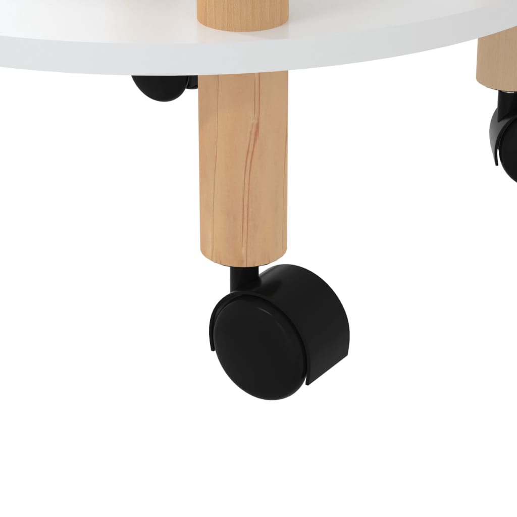 Carrello 3 Ripiani Bianco 38x38x82 cm Legno Multistrato e Pino