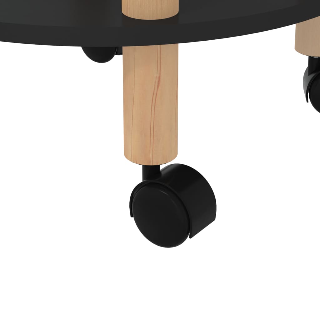 Carrello 3 Ripiani Nero 38x38x82 cm in Legno Multistrato e Pino | homemem39