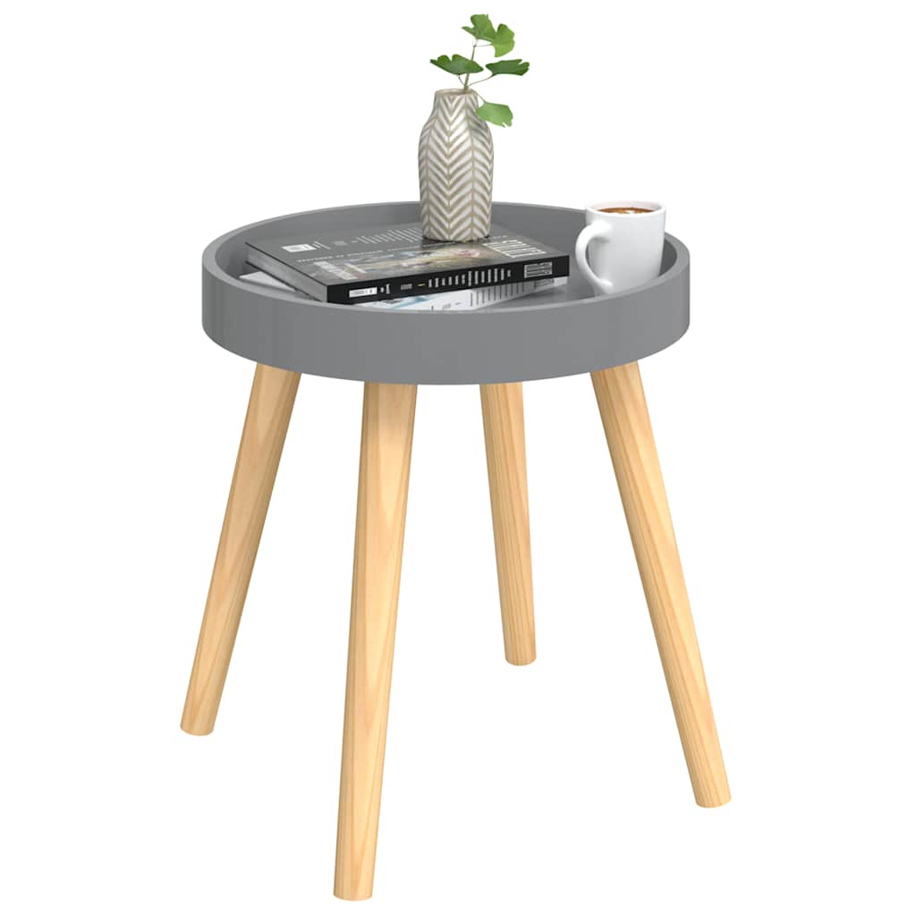 Tavolino Grigio 38x38x40cm Legno Multistrato e Massello di Pino