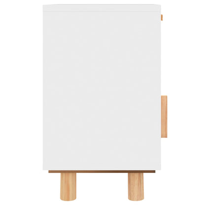 Comodini 2 pz Bianchi Legno Massello di Pino e Rattan Naturale | homemem39