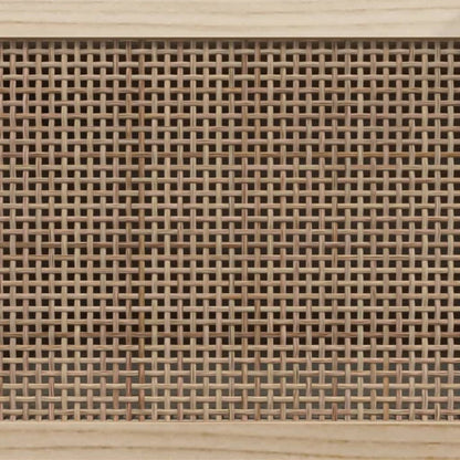 Mobile TV Bianco 80x30x40 cm Massello Pino e Rattan Naturale