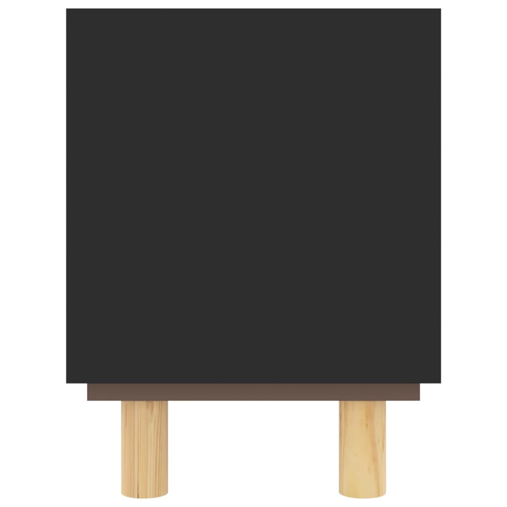 Mobile TV Nero 80x30x40 cm Massello Pino e Rattan Naturale - homemem39