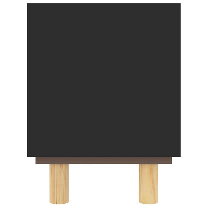 Mobile TV Nero 80x30x40 cm Massello Pino e Rattan Naturale - homemem39