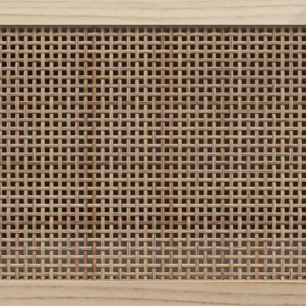 Mobile TV Nero 80x30x40 cm Massello Pino e Rattan Naturale - homemem39