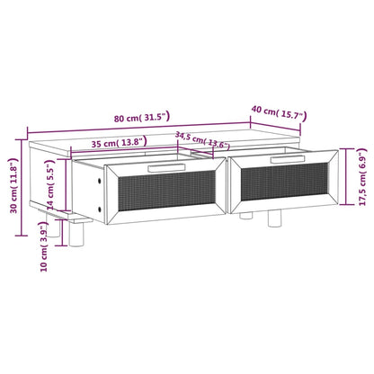 Tavolino Bianco 80x40x30cm Legno Multistrato e Massello di Pino | homemem39