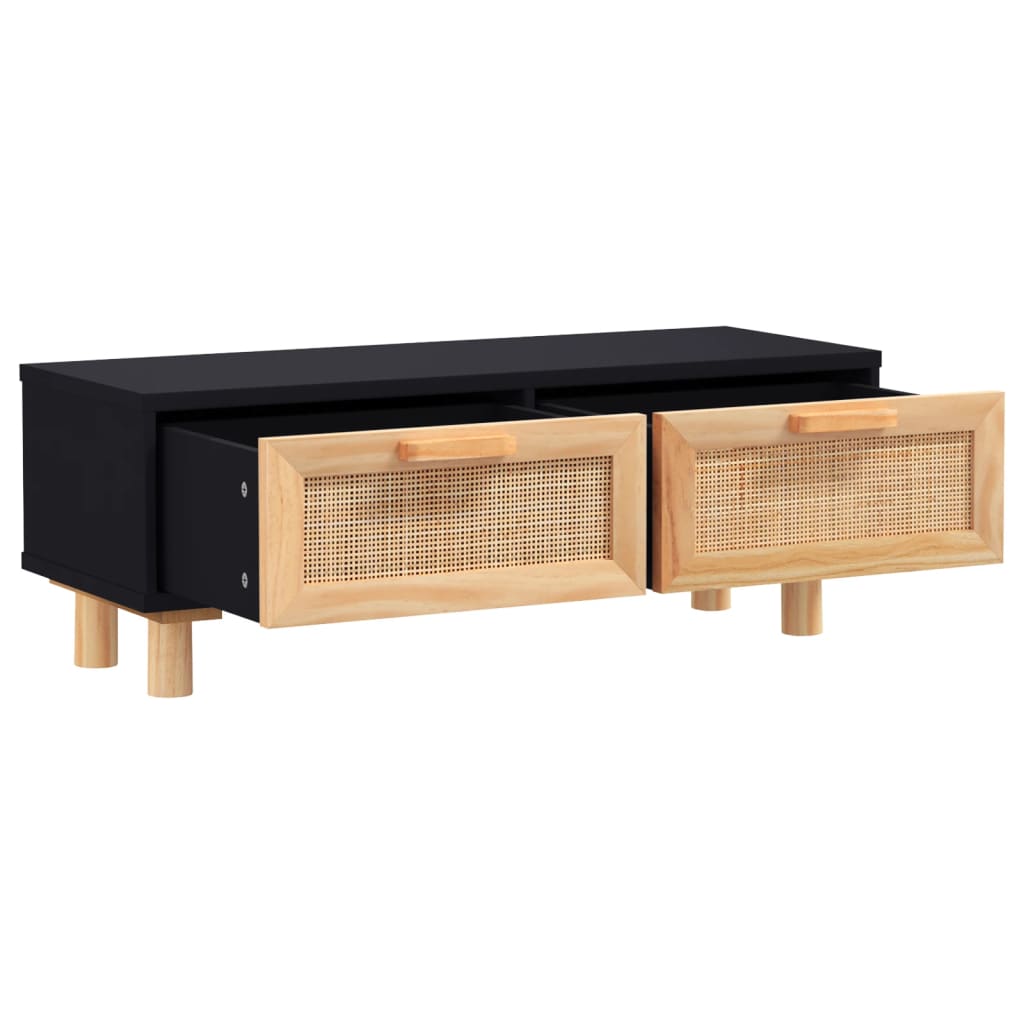 Tavolino Nero 80x40x30 cm Legno Multistrato e Massello di Pino | homemem39