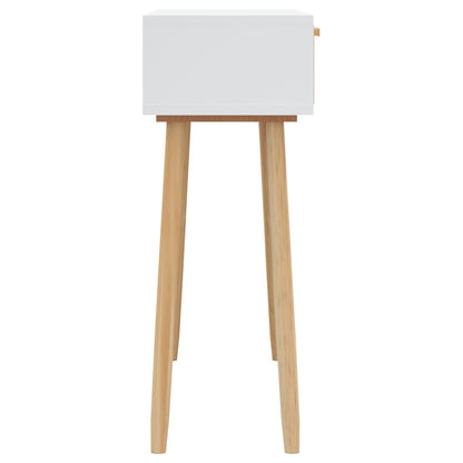 Tavolo Consolle Bianco 80x30x75cm Massello Pino Rattan Naturale | homemem39