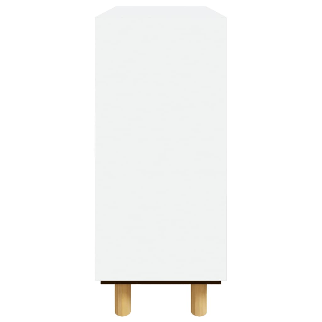 Credenza Bianca 60x30x70 cm Legno Massello Pino Rattan Naturale - homemem39