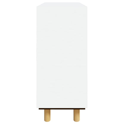 Credenza Bianca 60x30x70 cm Legno Massello Pino Rattan Naturale - homemem39