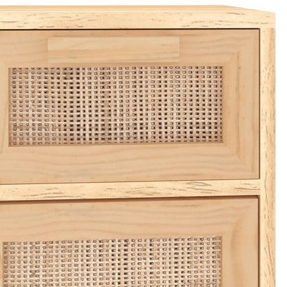 Credenza Marrone 60x30x75cm Legno Massello Pino Rattan Naturale - homemem39