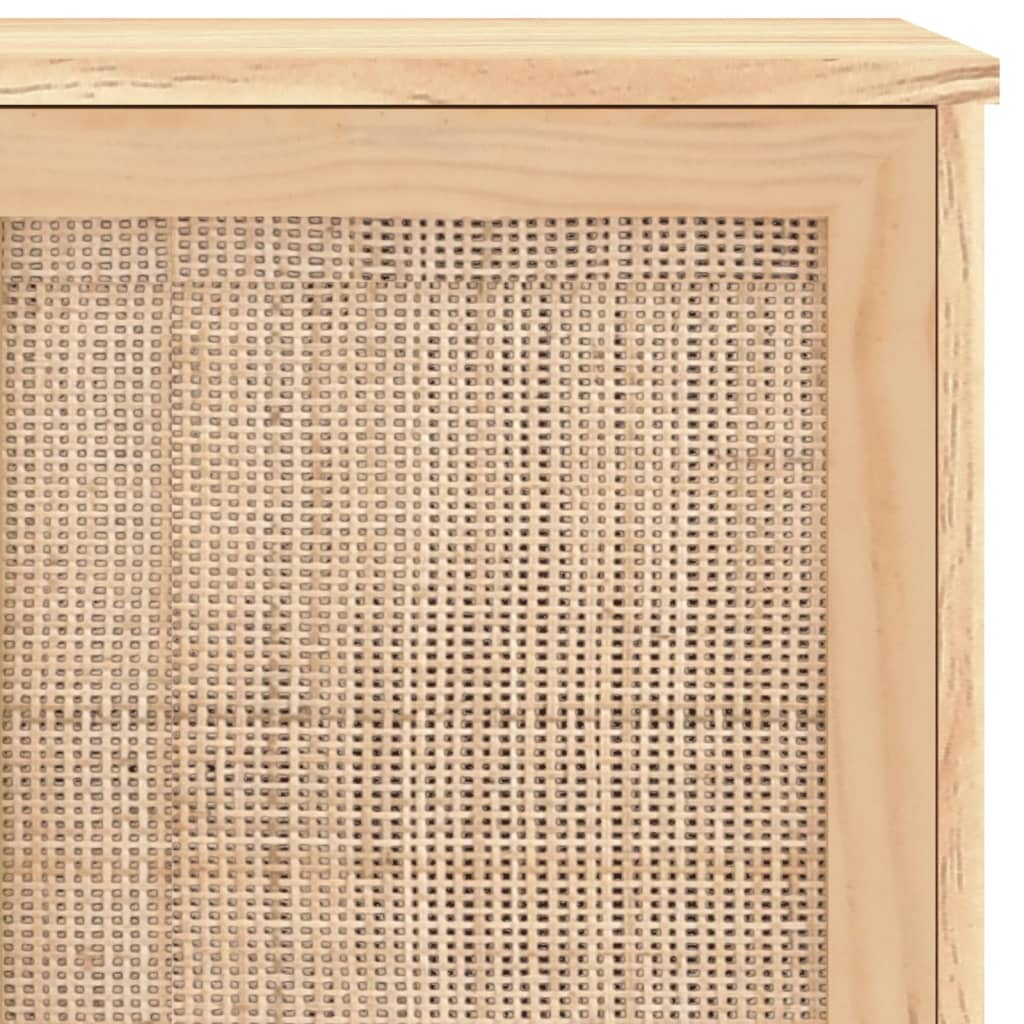 Credenza Marrone 105x30x60cm Massello di Pino e Rattan Naturale