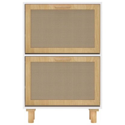Scarpiera Bianca 52x25x80cm Legno Multistrato e Rattan Naturale - homemem39