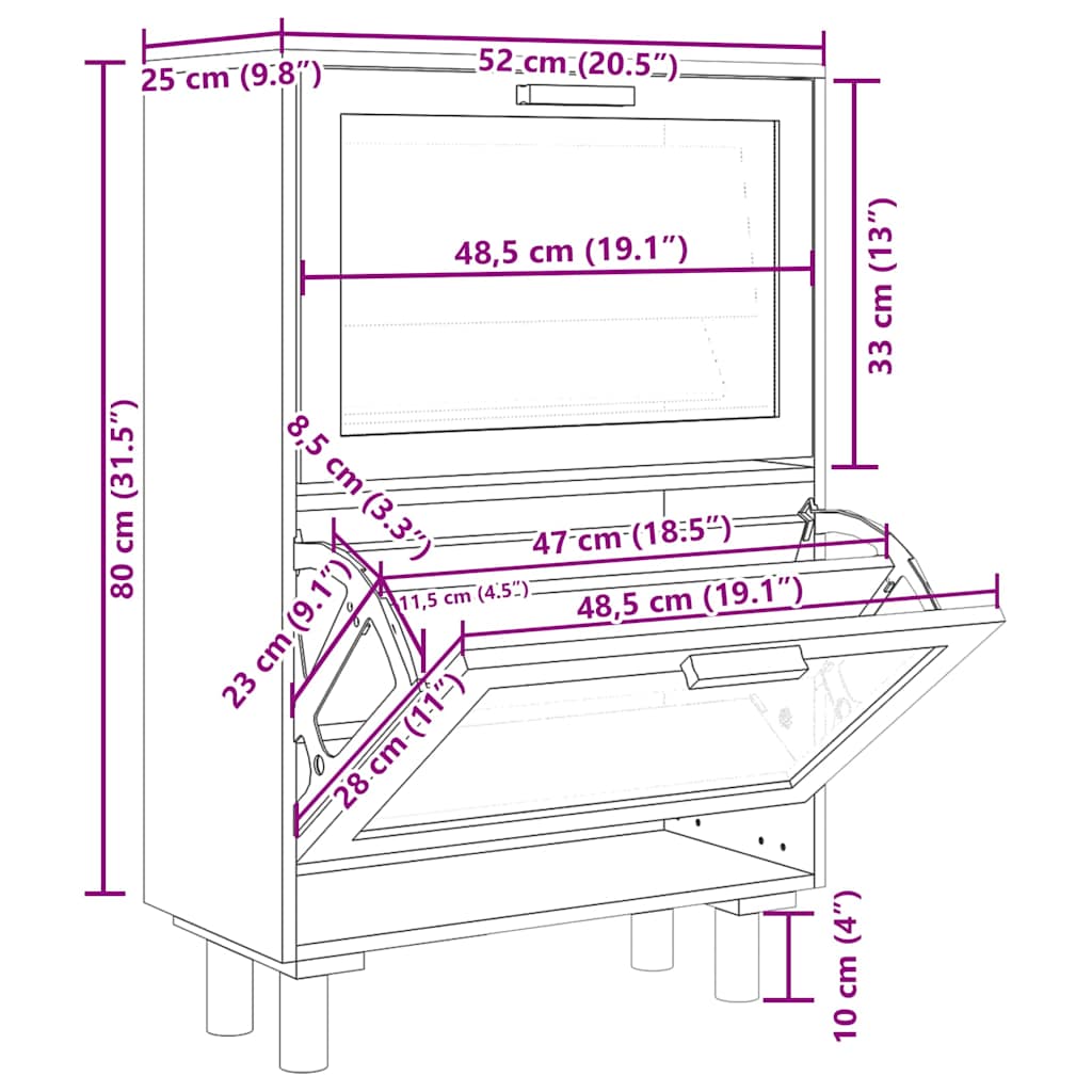 Scarpiera Nero 52x25x80cm Legno Multistrato e Rattan Naturale - homemem39