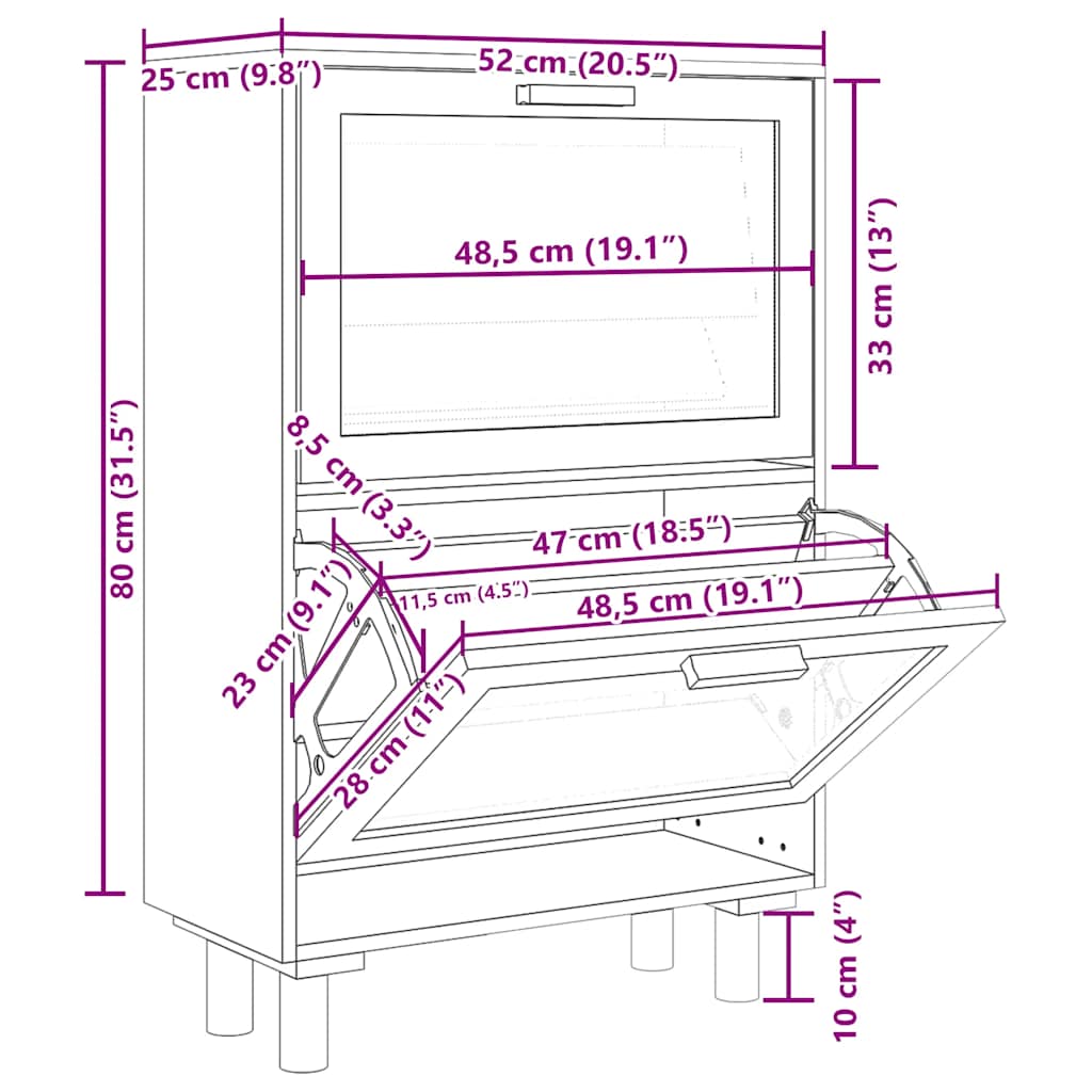 Scarpiera Marrone52x25x80cm Legno Multistrato e Rattan Naturale - homemem39