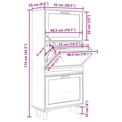 Scarpiera Bianca52x25x115cm Legno Multistrato e Rattan Naturale - homemem39