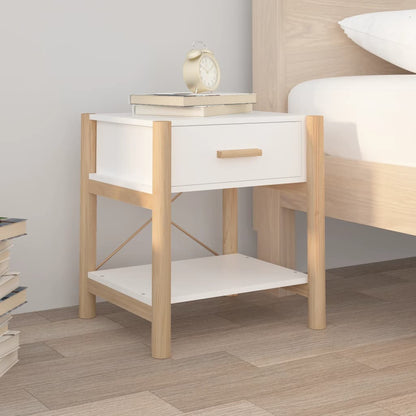 Tavolini da Letto 2pz Bianchi 42x38x45 cm in Legno Multistrato - homemem39