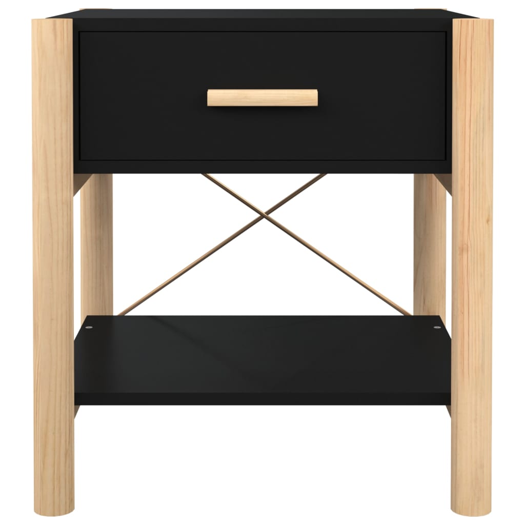 Tavolini da Letto 2pz Nero 42x38x45 cm in Legno Multistrato - homemem39