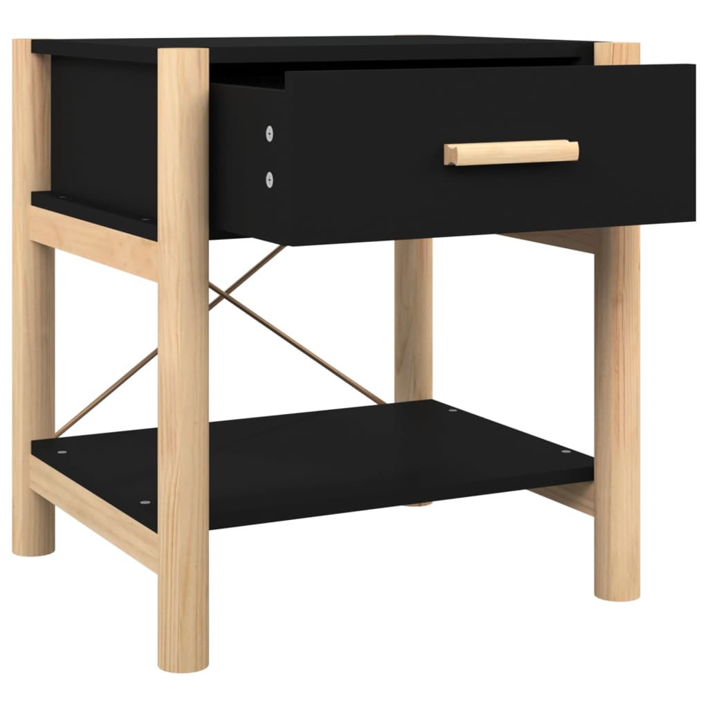 Tavolini da Letto 2pz Nero 42x38x45 cm in Legno Multistrato - homemem39