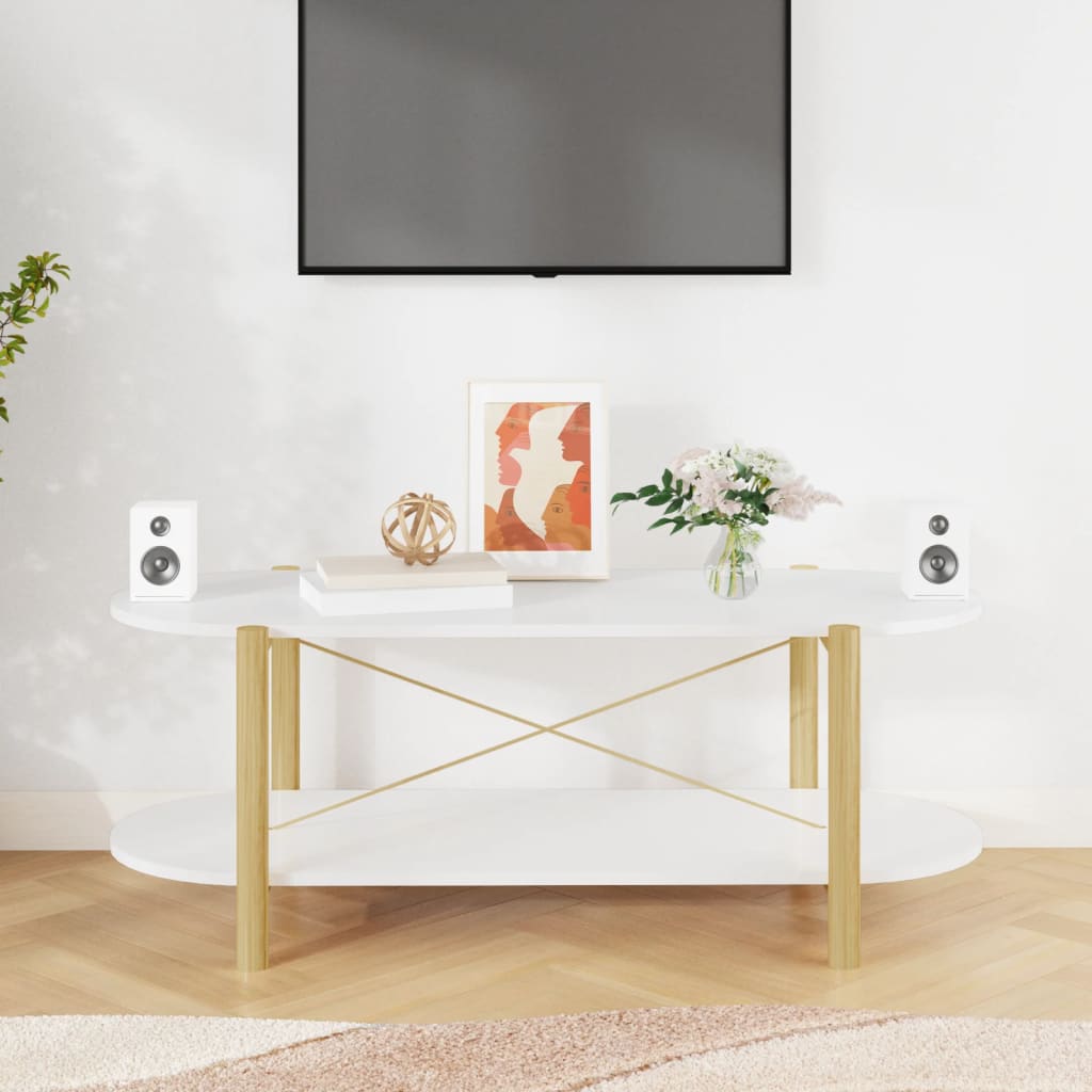Tavolino da Salotto Bianco 110x48x40 cm in Legno Multistrato | homemem39