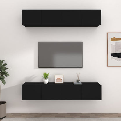 Mobili Porta TV Neri 4 pz 80x30x30 cm in Legno Multistrato - homemem39