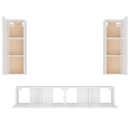 Set di Mobili Porta TV 4 pz Bianco in Legno Multistrato