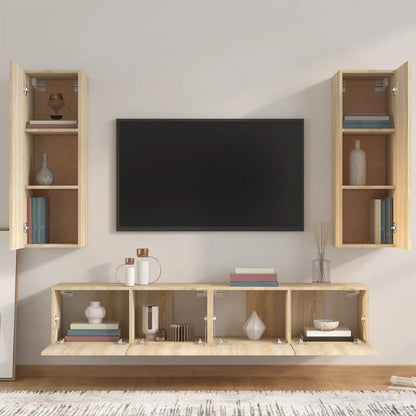 Set di Mobili Porta TV 4 pz Rovere Sonoma in Legno Multistrato - homemem39
