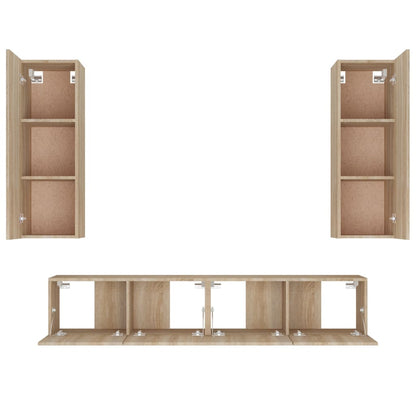 Set di Mobili Porta TV 4 pz Rovere Sonoma in Legno Multistrato - homemem39
