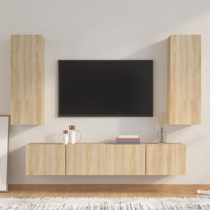 Set di Mobili Porta TV 4 pz Rovere Sonoma in Legno Multistrato - homemem39